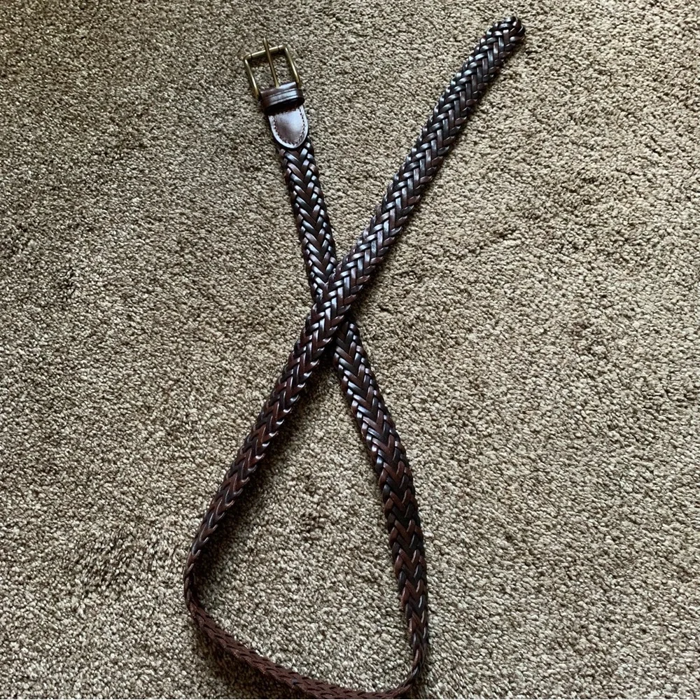 Men’s Brown Braided Genuine Leather Belt 42